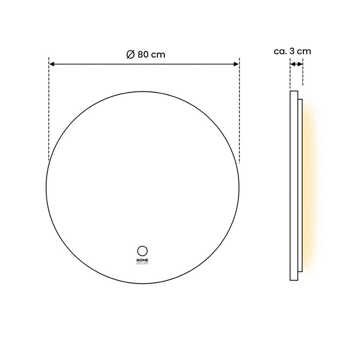 LED-SPIEGEL Rund SILA - 80 cm - Silberfarben, Glas (80/80/3cm) - Home Deluxe