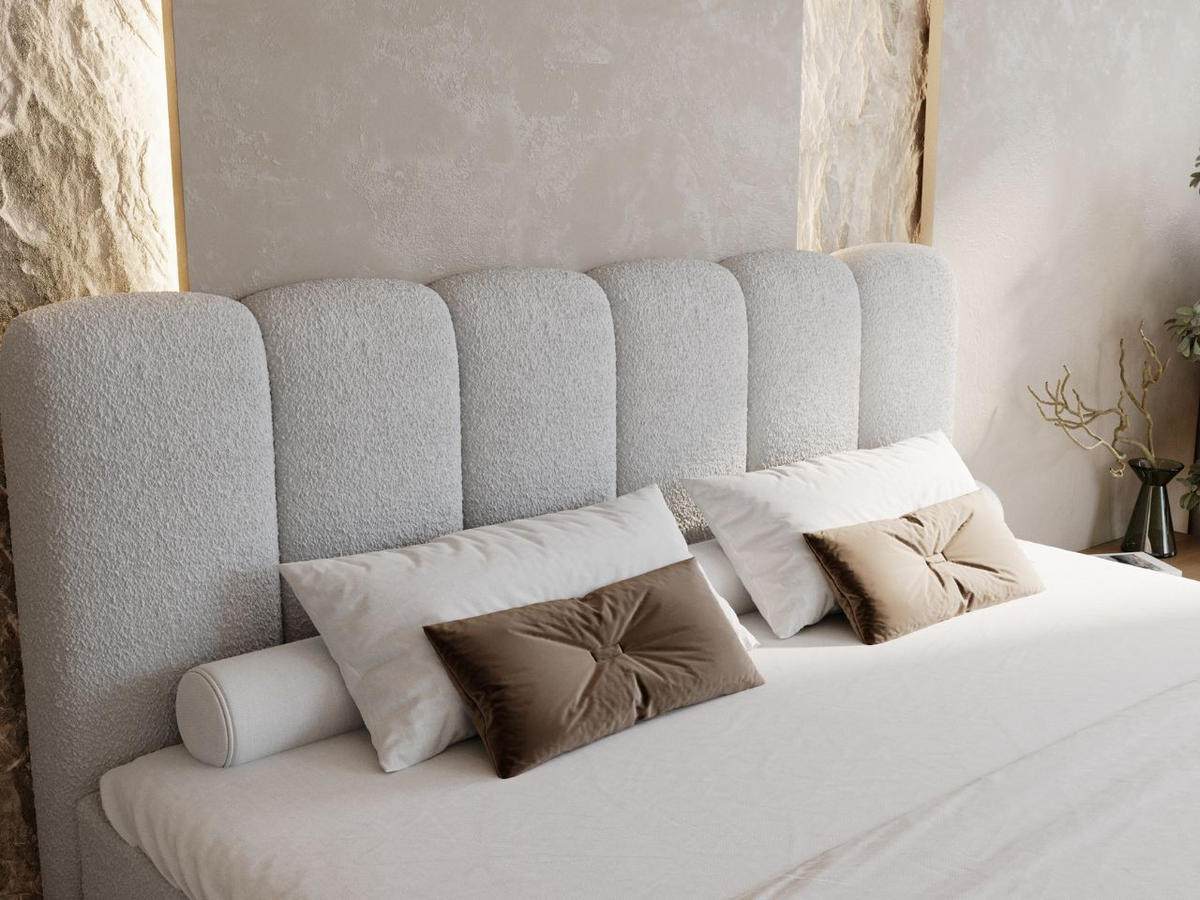 BOXBETT Cloud 140x200 Bouclé-Stoff Grau - Grau, Holz/Textil (140/200cm) - Graingold