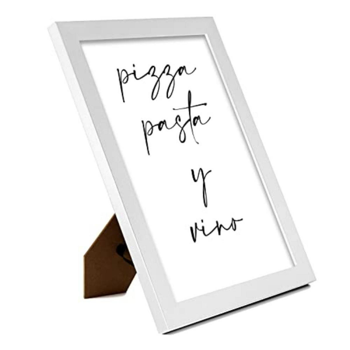 POSTER Set mit 4 Küche TypografieStil A4 Weißer Rahmen - Weiß, Papier (29.7/3cm) - Nacnic