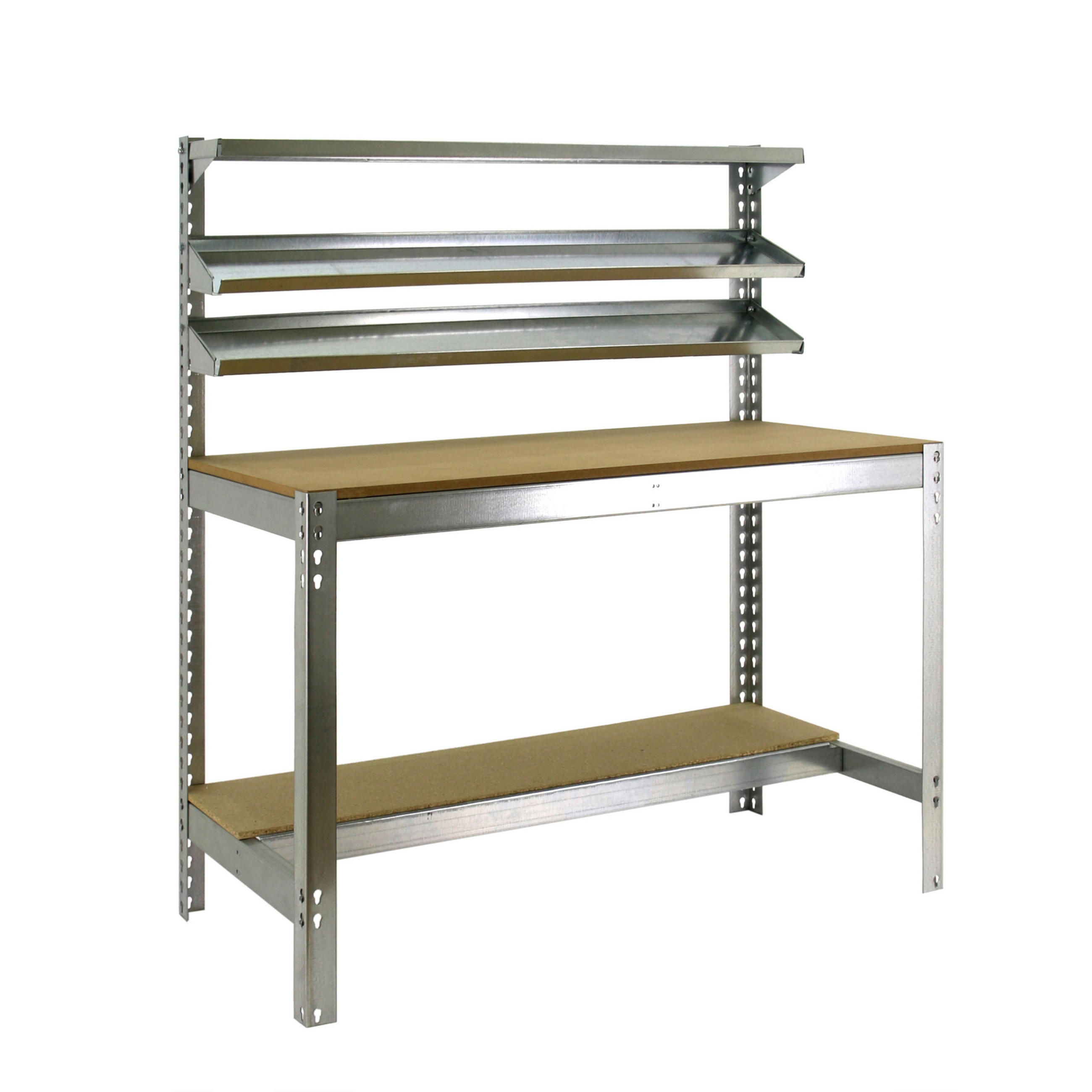 WERKBANK BUFFALO mit Frontablage | HxBxT 84x90x61cm | Traglast 400kg | Verzinkt - Silberfarben, Metall (90/84/61cm) - PROREGAL