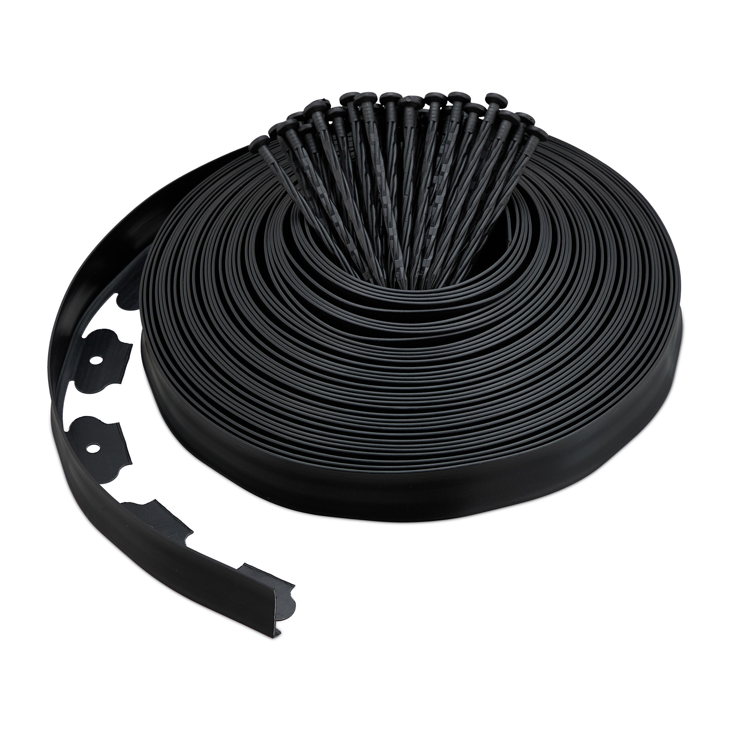 RASENKANTE - Schwarz, Kunststoff (3000/5/5cm) - Relaxdays