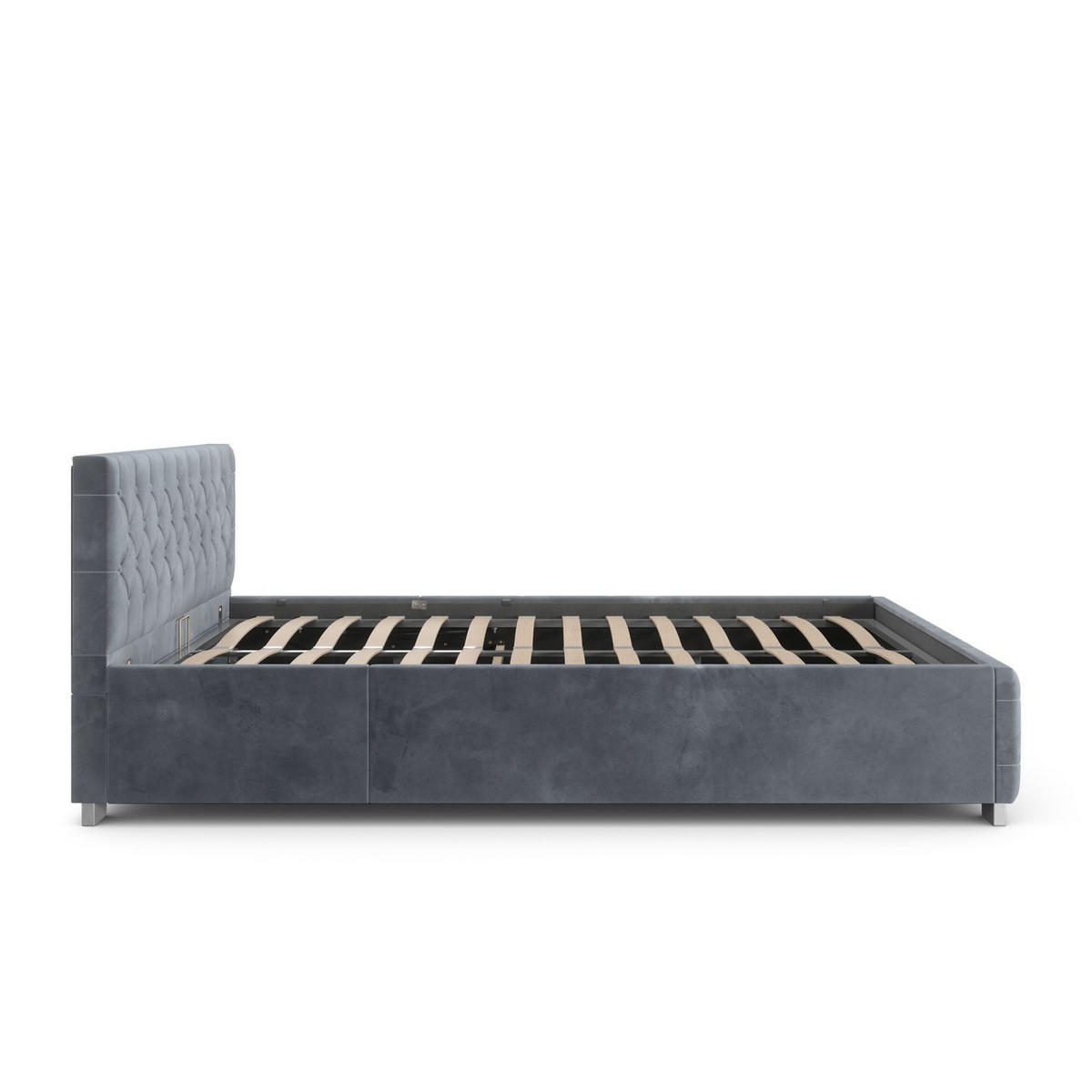 POLSTERBETT Nizza dunkelgrau 180x200 cm mit Matratze - Dunkelgrau, Holzwerkstoff (180/200cm) - Juskys