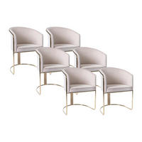 STUHL mit Armlehnen 6er-Set - Samt & Metall - Beige und Goldfarben - JOSETHE - Creme, Textil (52.5/82.5/59.5cm) - Pascal Morabito