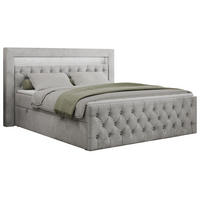 BOXBETT GOLD-9 LED 120/200 Hellgrau Velvet - H3 - Hellgrau, Holz/Textil (120/200cm) - MKS