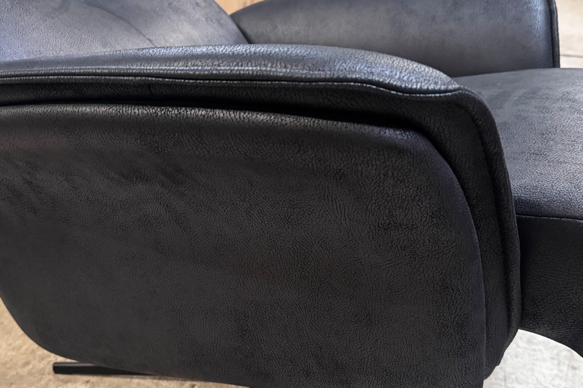 RELAXSESSEL-SET JOSIANE Schwarz Lederfaserstoff Relaxfunktion - Schwarz, Leder/Metall (78/107/87cm) - KAWOLA