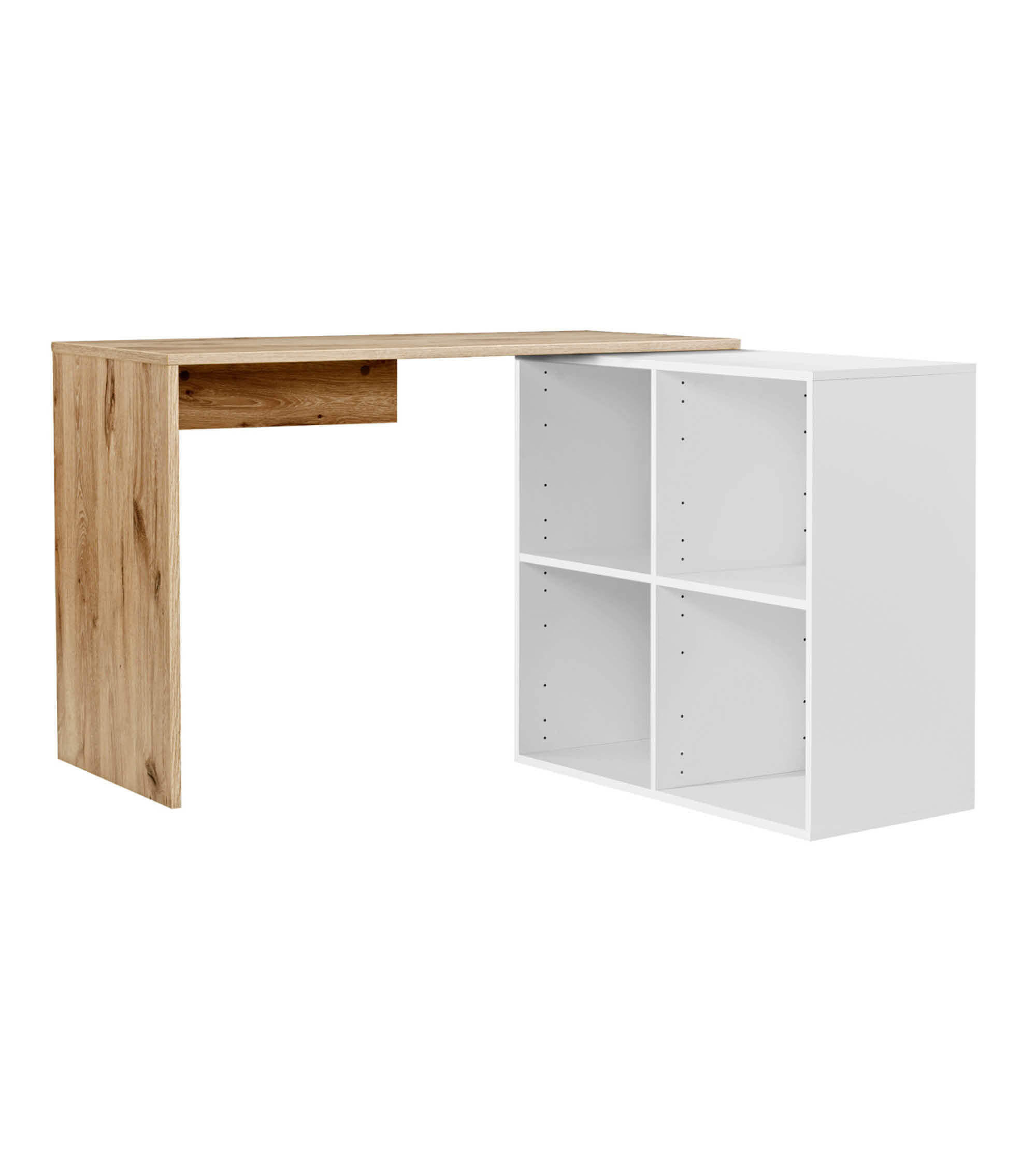 ECKSCHREIBTISCH Der Produktive - Eichefarben/Weiß, Holzwerkstoff (54/112/77cm) - Mokebo