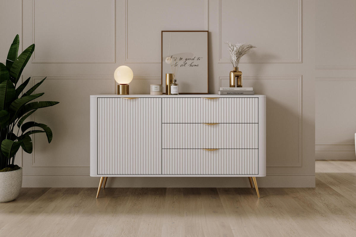 SIDEBOARD LANTE Weiß 138x38x81 cm - Weiß, Holzwerkstoff (138/81/38cm) - FURNLUX