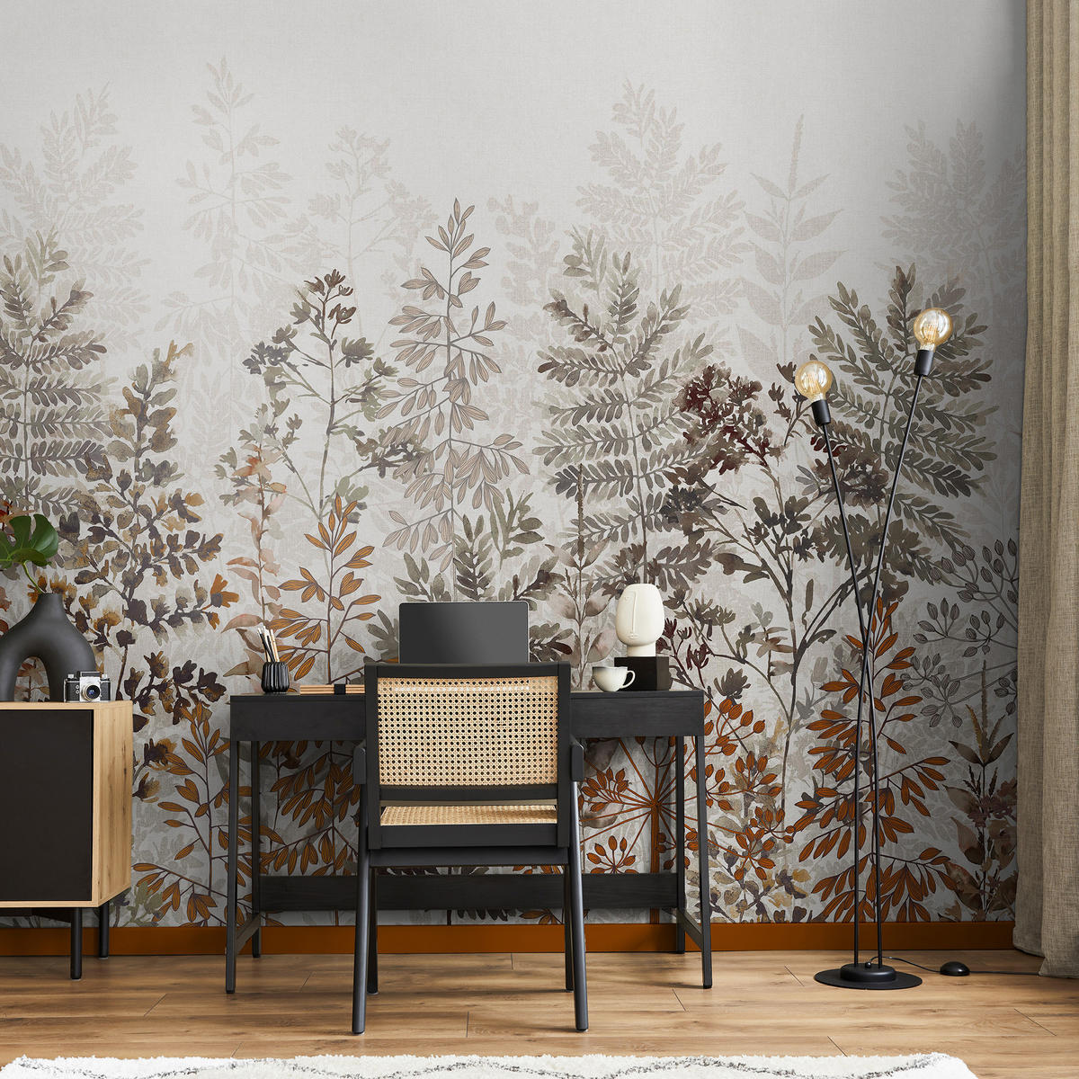 FOTOTAPETE Leaf Silhouette - Braun, Papier/Kunststoff (280/0.1cm) - Art for the Home