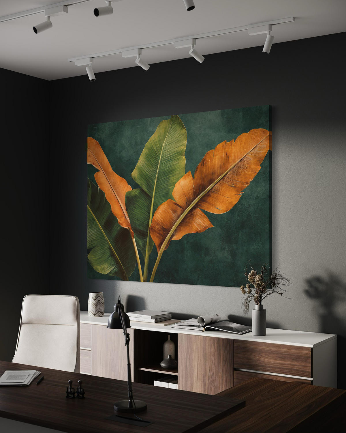 WANDBILD tropische bananenblätter - Grün, Textil (60/40cm) - Feeby