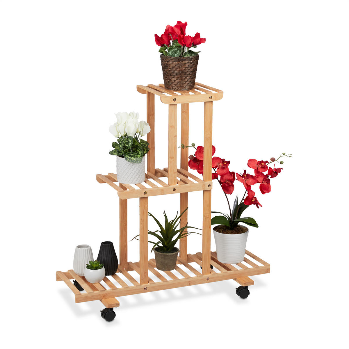 PFLANZENREGAL - Hellbraun, Holz (81/82/36cm) - Relaxdays