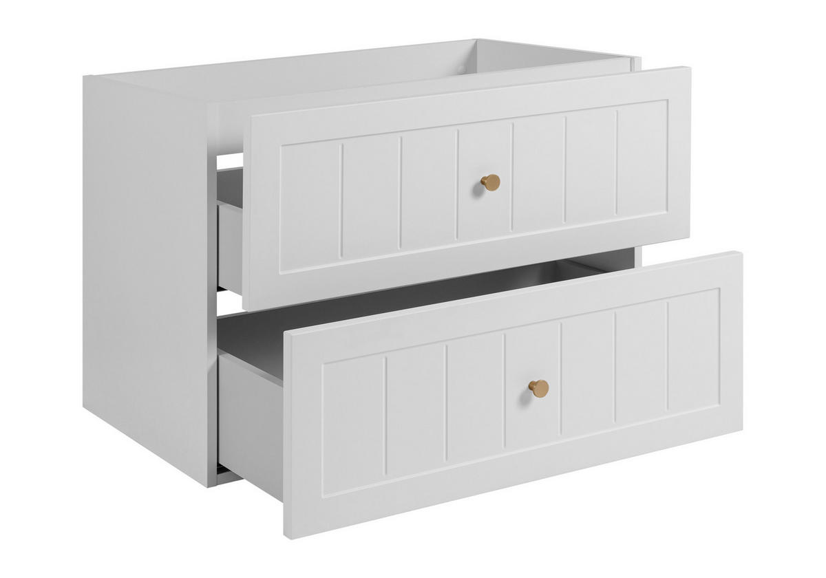 WASCHTISCHUNTERSCHRANK im klassischen Stil, weiß, 80 x 57 x 46 cm - Goldfarben/Weiß, Holzwerkstoff (80/57/46cm) - 3XE LIVING