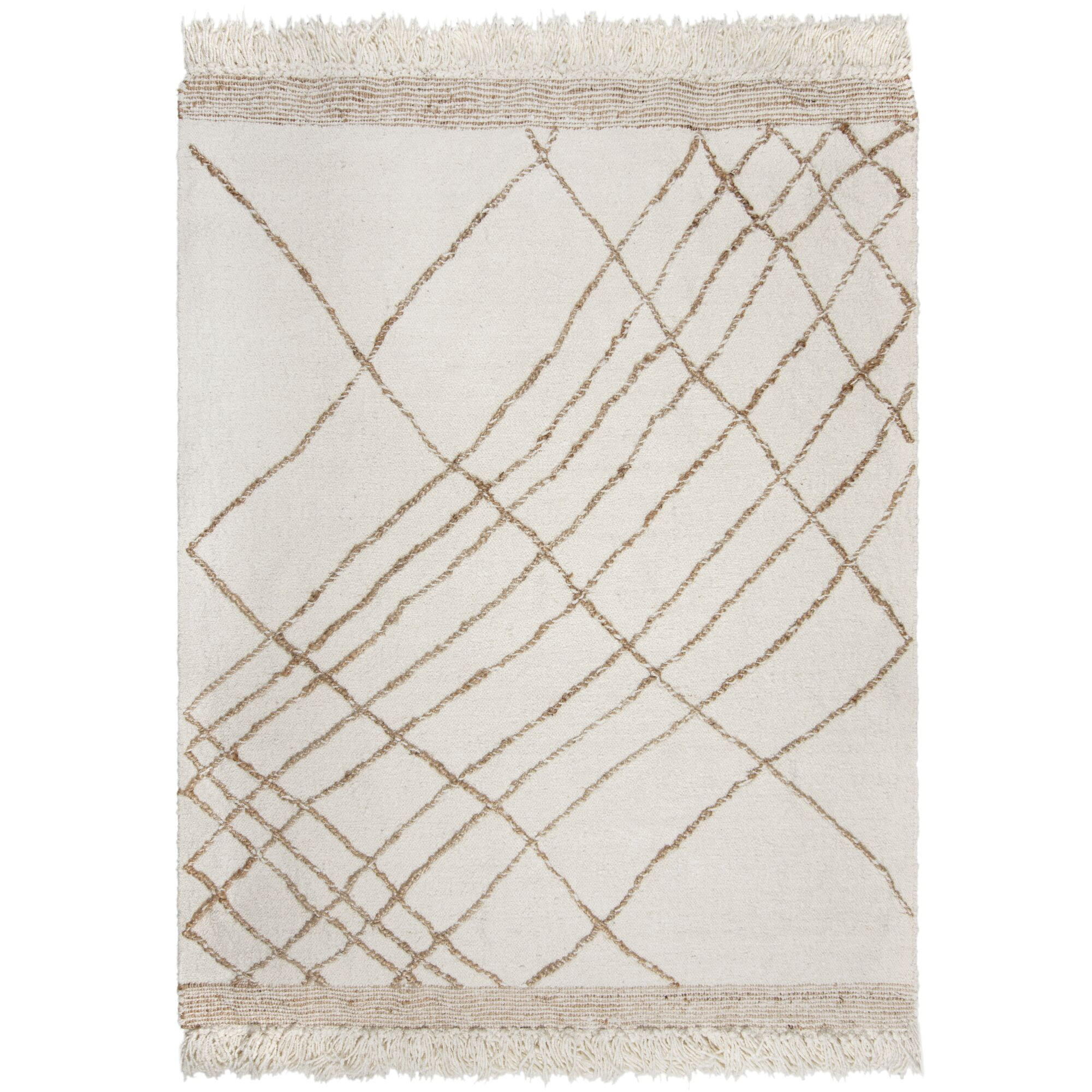 TEPPICH Kurzflor Streifen Muster, Abstrakt, Wohnzimmer Beige-Natur Rechteckig 120x170 - Beige, Textil (120/170cm) - KADIMA DESIGN