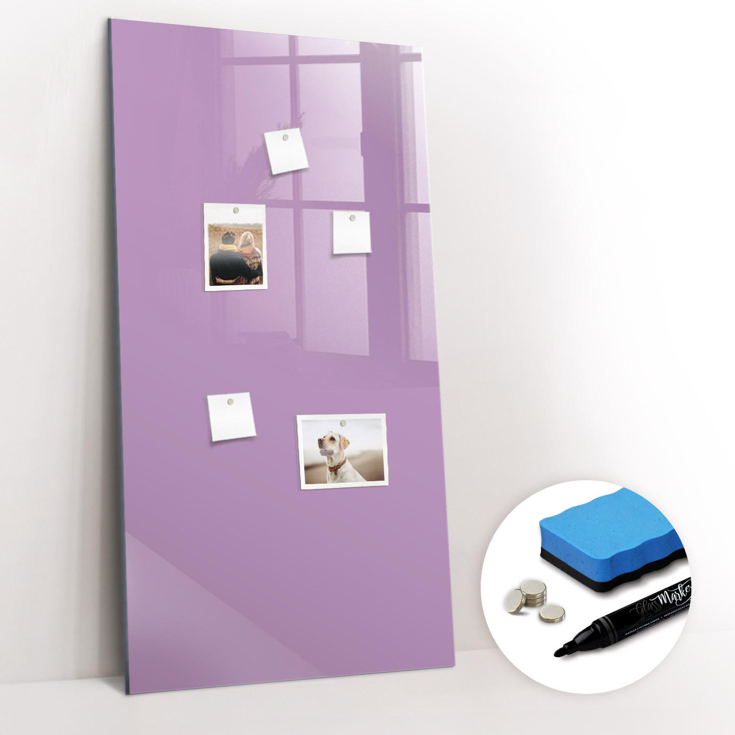 MAGNETTAFEL 60x120 Flieder schwarzer Marker - Violett, Glas (60/0.4/120cm) - TULUP
