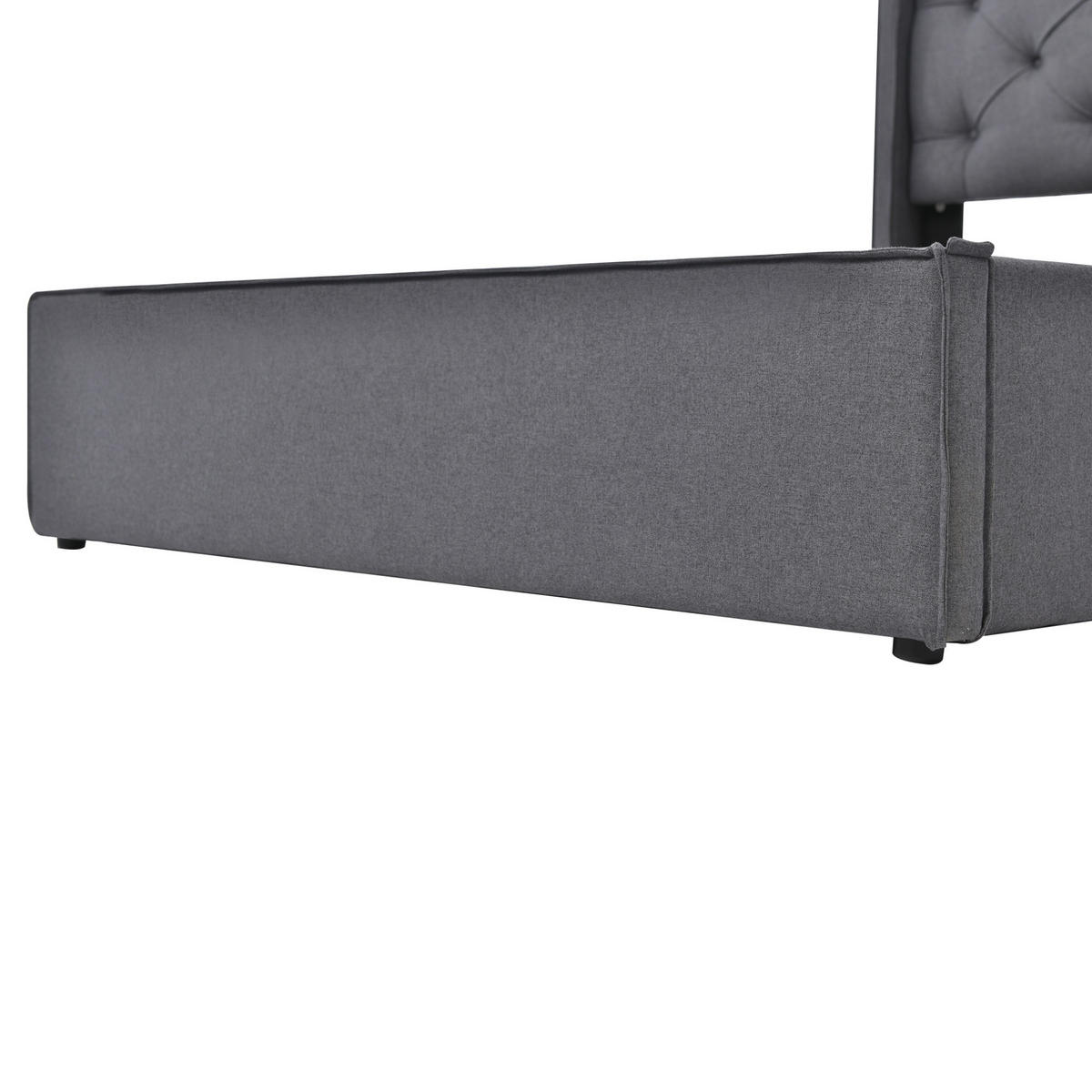 POLSTERBETT 160/200 cm Grau aus Baumwolle mit Bettkasten - Grau, Textil (160/200cm) - OKMYHOME
