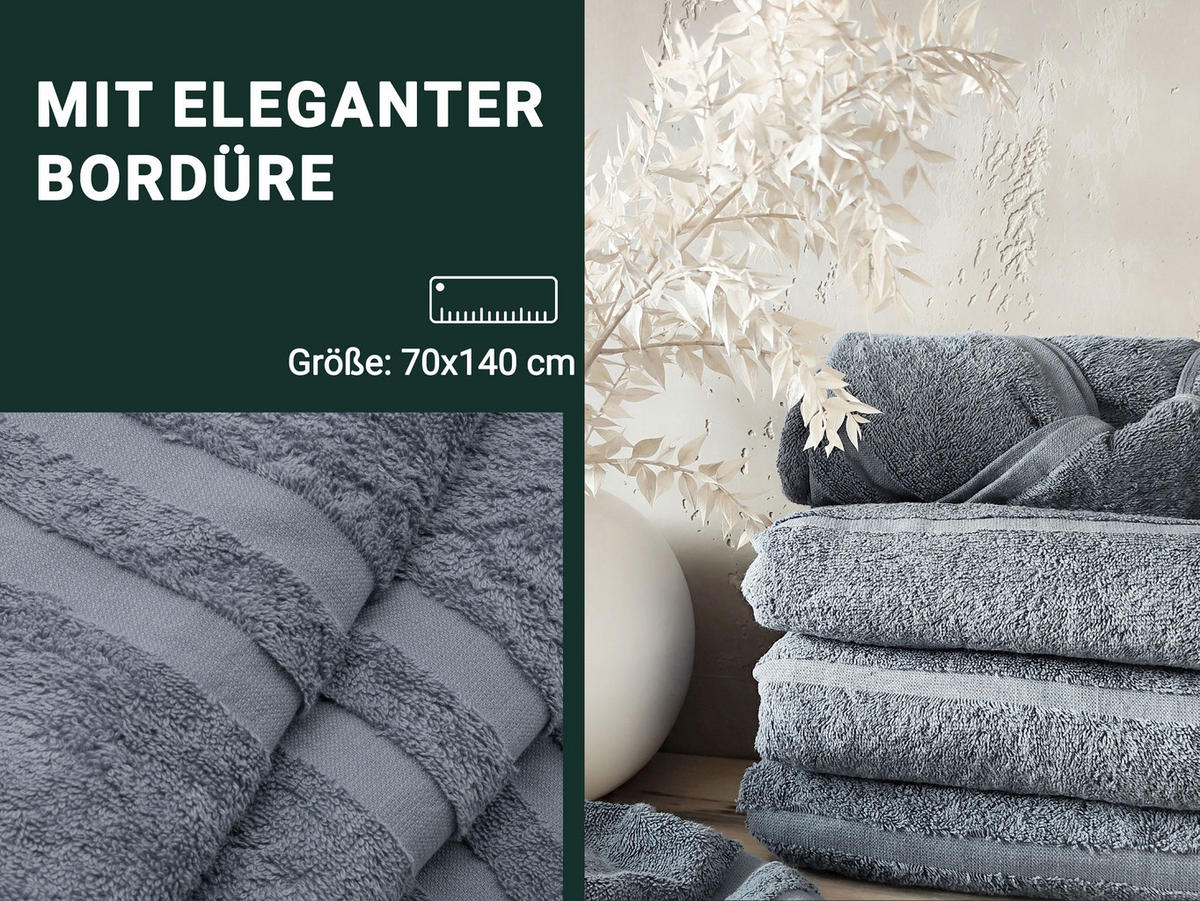 DUSCHTÜCHER, 5er-Set, 70x140 cm, 100% Baumwolle, Grau - Grau, Textil (70/140cm) - Zollner