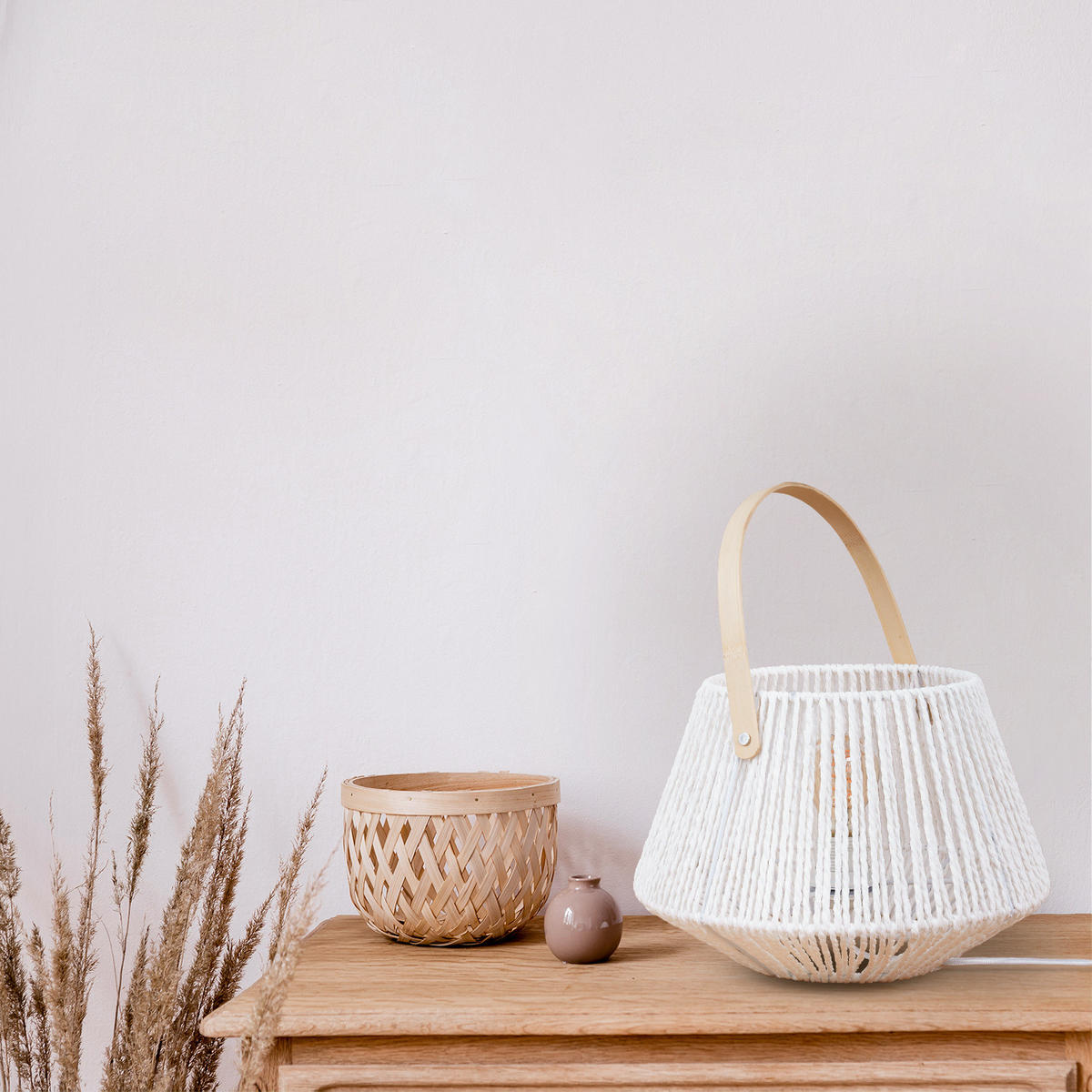 TISCHLAMPE Cisco Tl - Weiß, Holz (31.5/31.5/22.5cm) - Paco Home