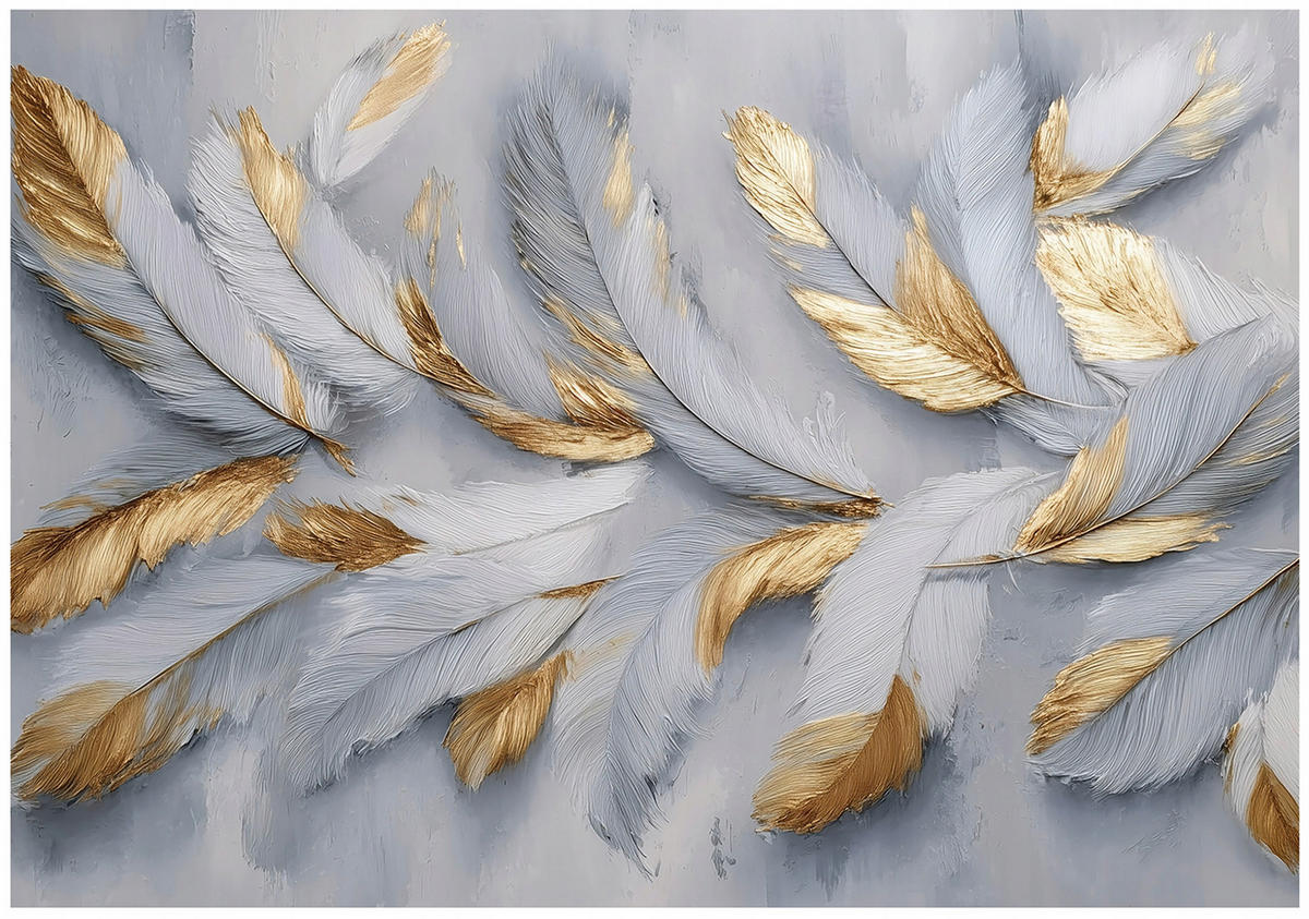 FOTOTAPETE Federn Glamour Grau 400x280 cm - Multicolor, Papier (400/280cm) - Wallarena