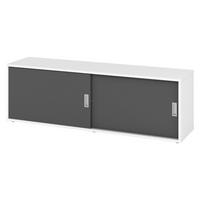 LOWBOARD mit Schiebetür 40/160/52 cm in Weiß/Graphitfarben - Graphitfarben/Weiß, Holzwerkstoff (160/52/40cm) - bümö