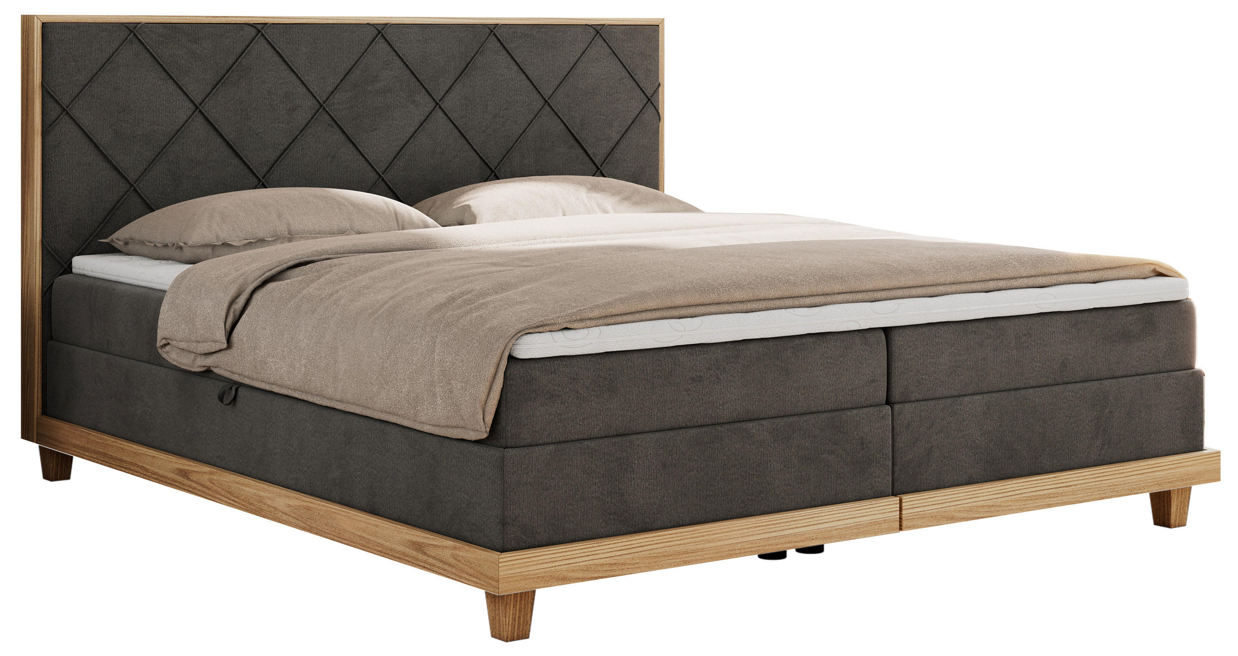 BOXBETT CAICOS 140/200 - Dunkelgrau Velvet - H4 - Dunkelgrau, Holz/Textil (140/200cm) - MKS
