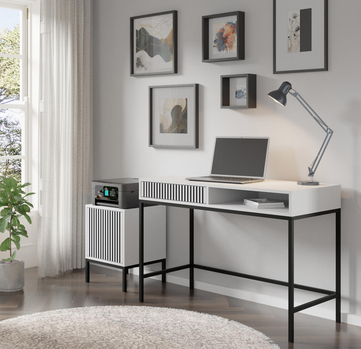 SCHMINKTISCH Weiß, Weiß-Schwarz, Schwarz 112/78/50 - Schwarz/Weiß, Holzwerkstoff (112/78/50cm) - RAUMHIRSCH FURNITURE