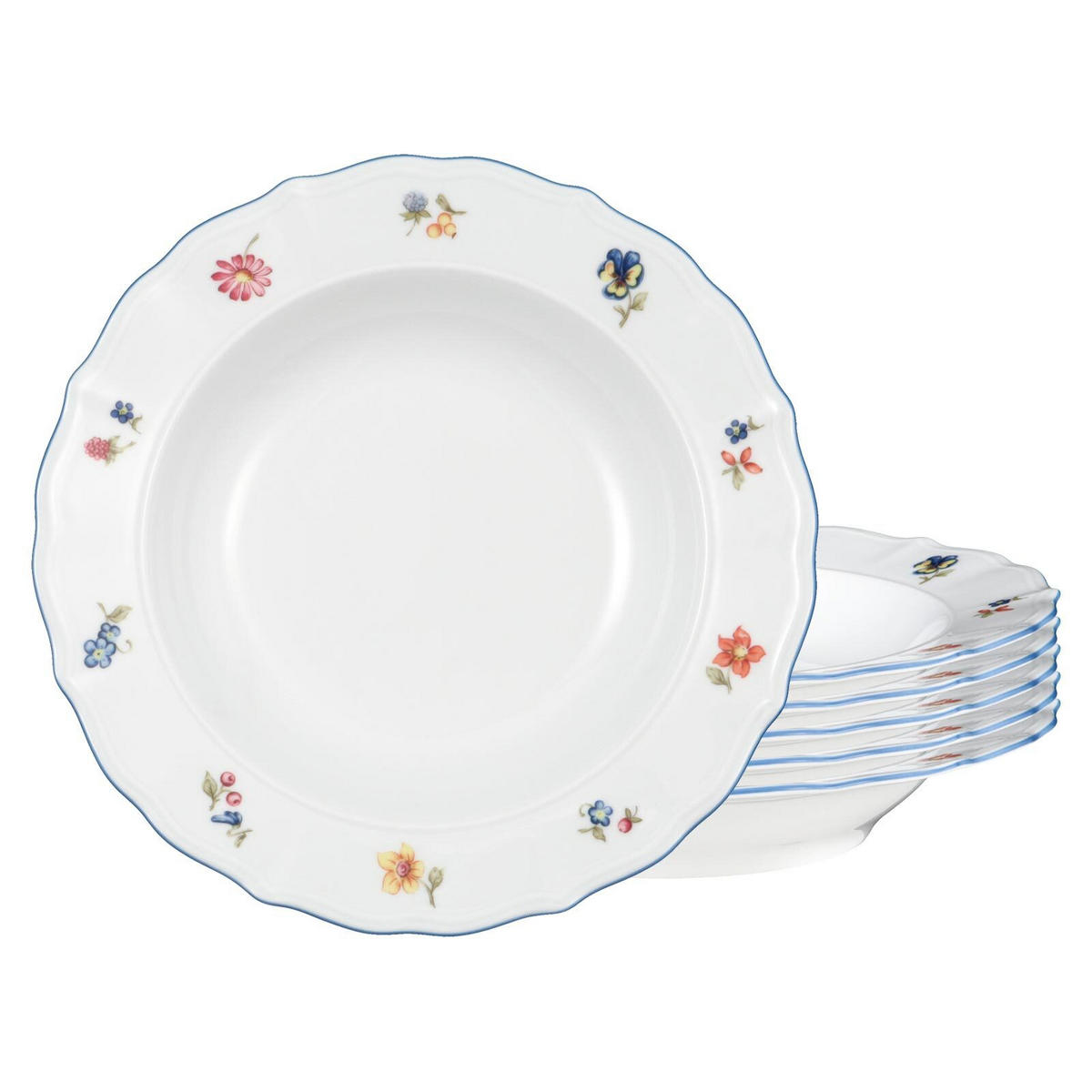 SUPPENTELLER Sonate Nostalgie weiß ø 22,4 cm 6er Set - Weiß, Keramik (22.4cm) - Seltmann Weiden