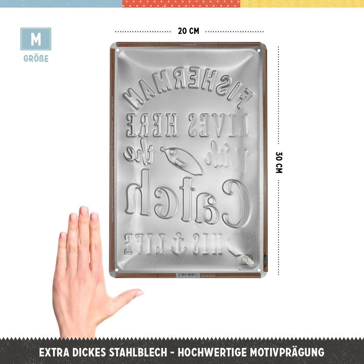 BLECHSCHILD 20/30 cm Fisherman Catch - Multicolor, Metall (20/30/0.2cm) - Nostalgic-Art