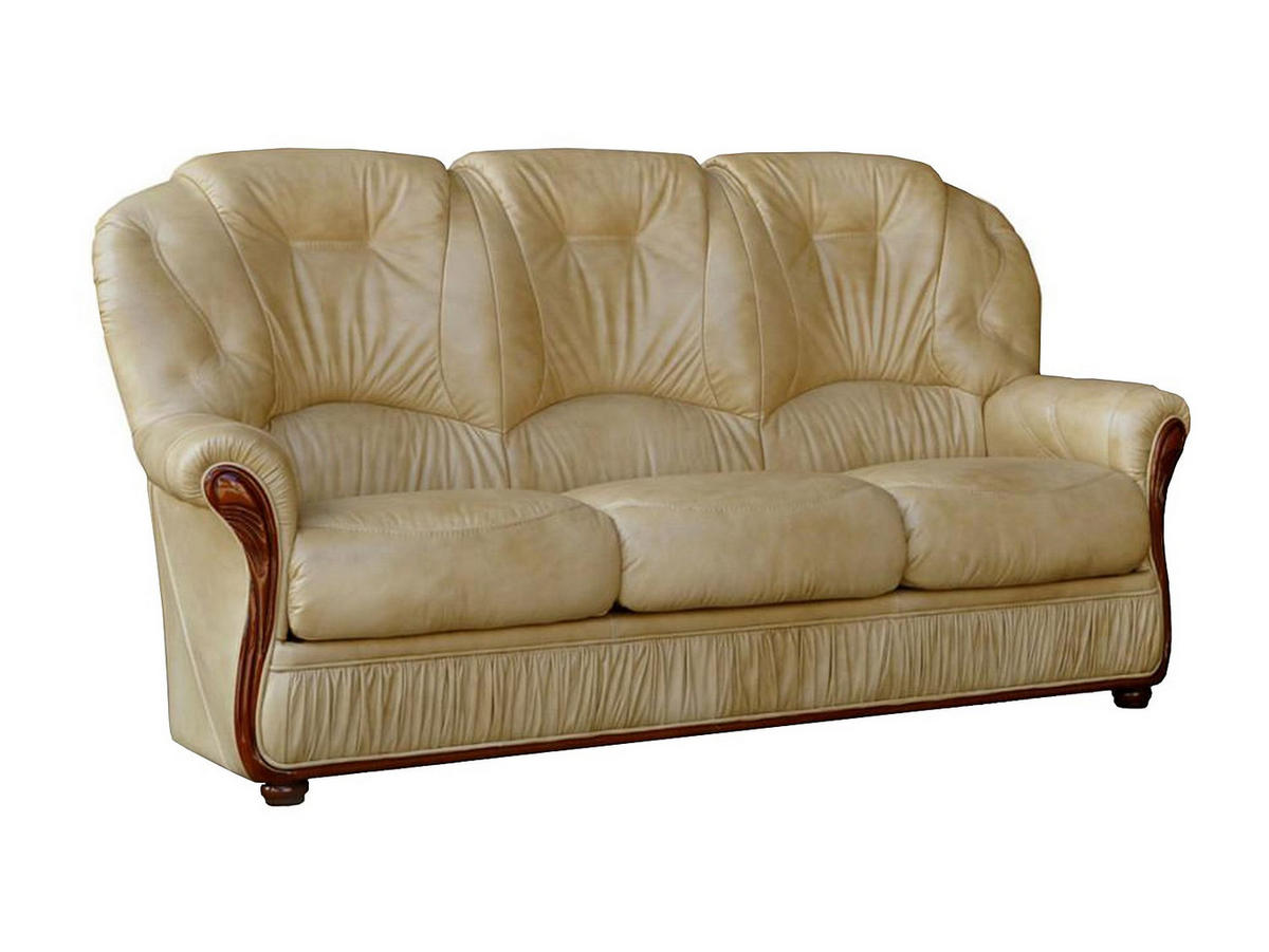 COUCHGARNITUR mit Sessel - 4 Personen - Leder - Beige - DAPHNE - Beige, Leder (83/97/91cm) - Vente-Unique