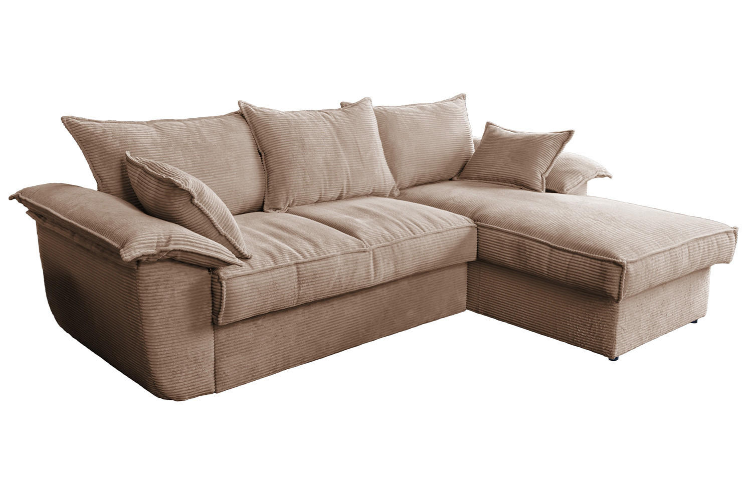 ECKSOFA DAMETO Braun Cord - Dunkelbraun/Schwarz, Kunststoff/Textil (266/174cm) - KAWOLA