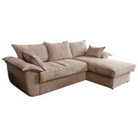 ECKSOFA DAMETO Braun Cord - Dunkelbraun/Schwarz, Kunststoff/Textil (266/174cm) - KAWOLA