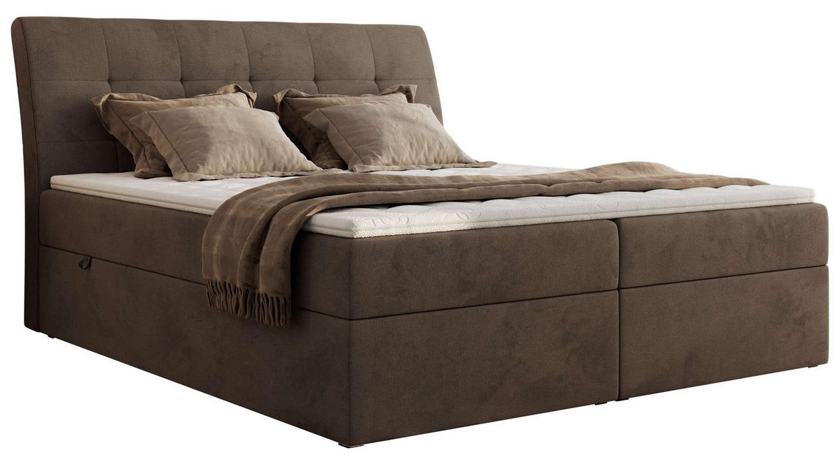 BOXBETT DAGOS 160/200 - Braun Velvet - H3 - Topper T25 - Braun, Textil (160/200cm) - MKS