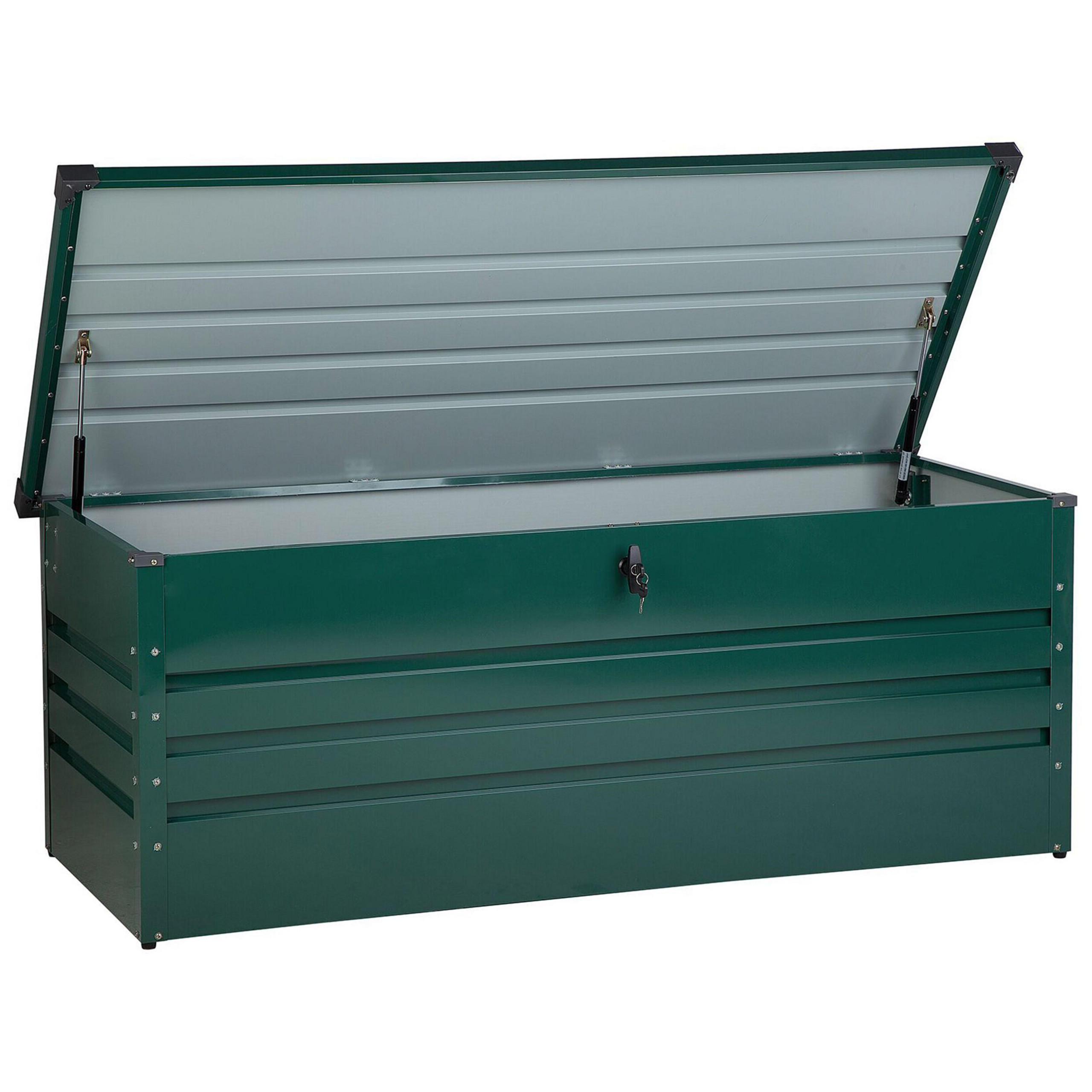 AUFLAGENBOX Stahl dunkelgrün 165/70 cm Cebrosa - Grün, Metall (165/67/70cm) - Beliani