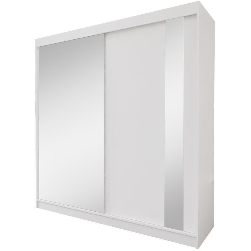 SCHWEBETÜRENSCHRANK Gaja 200/216/61 weiß mit Spiegel und Schubladen - Weiß, Holzwerkstoff (200/216/61cm) - Beautysofa