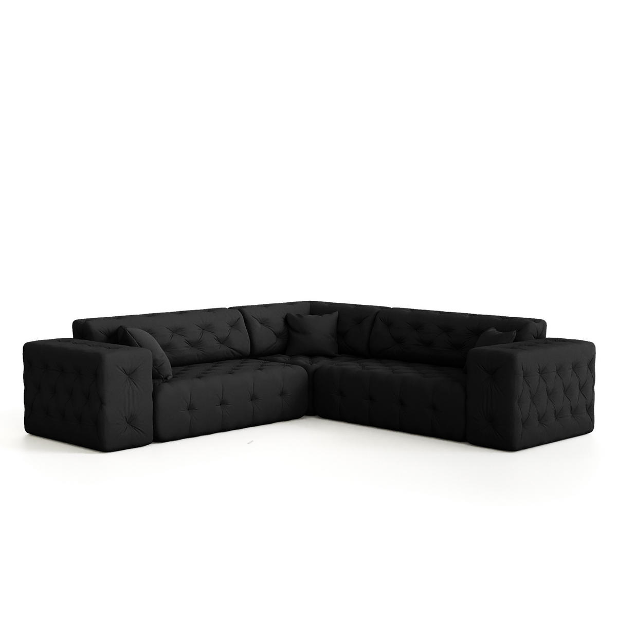 ECKSOFA Chantal - Schwarz, Holzwerkstoff/Textil (246/246cm) - Fun Möbel