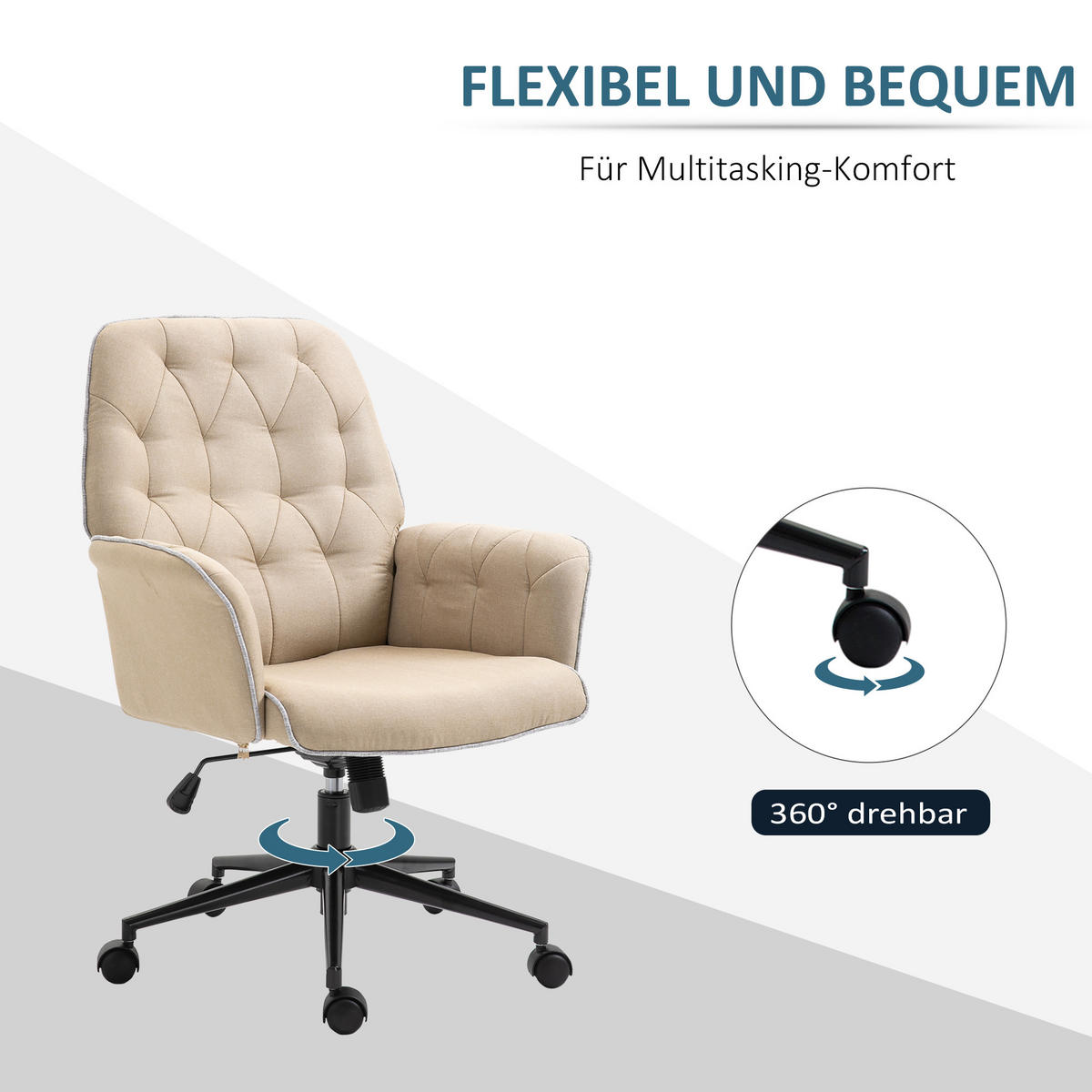 BÜROSTUHL, Schaumstoff, Beige - Beige, Kunststoff (69/90/66cm) - Vinsetto
