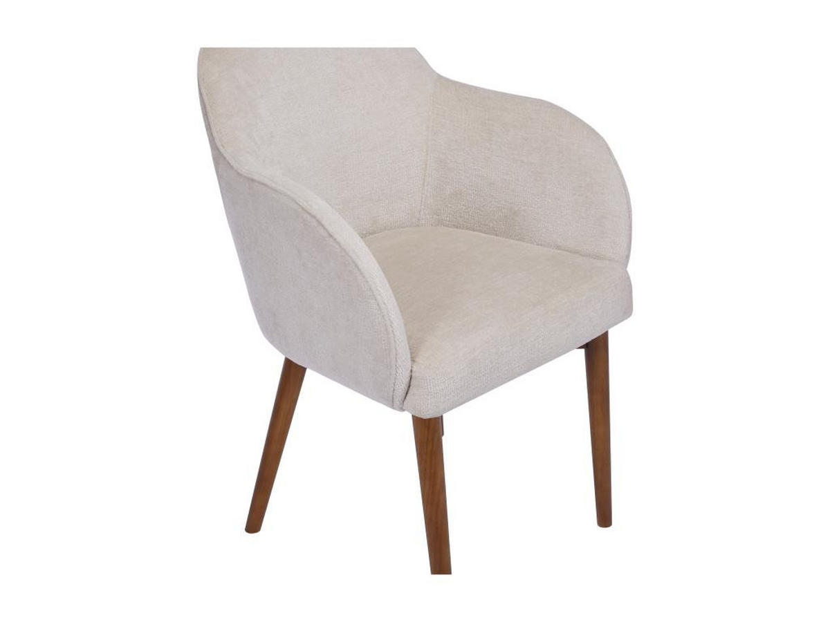 STUHL mit Armlehnen 2er-Set - Strukturstoff & Kautschukholz - Cremefarben - MODINIA - Creme, Textil (60/84/58cm) - Vente-Unique