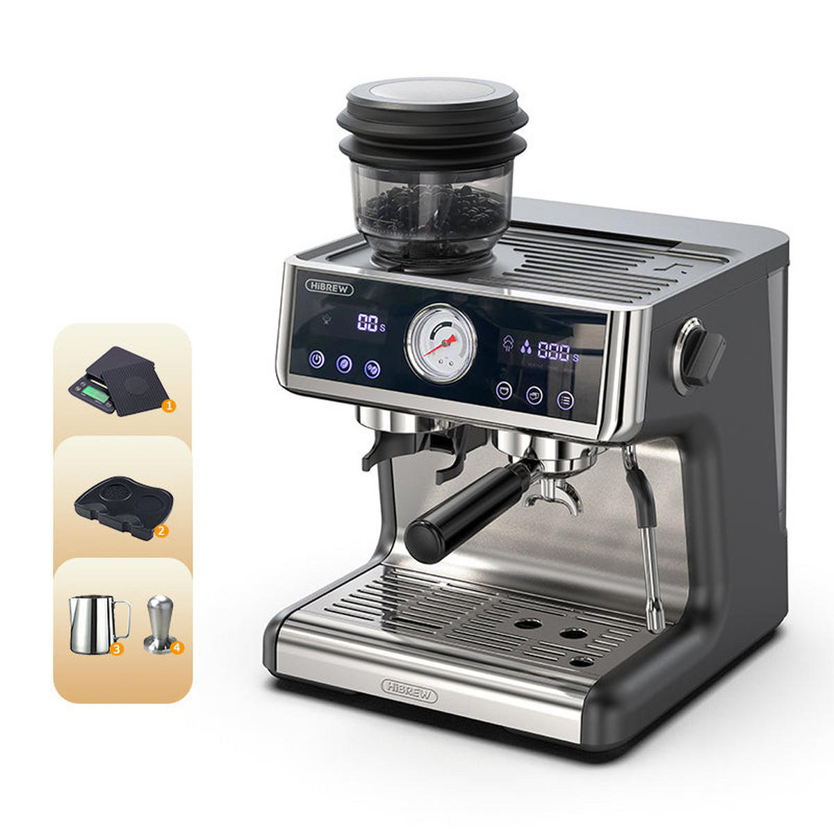 ESPRESSOMASCHINE Barista Pro mit Dual Boiler, 20 Bar und Siebträger-Komplettset - Silberfarben, Metall (40/41/40cm) - Korfee