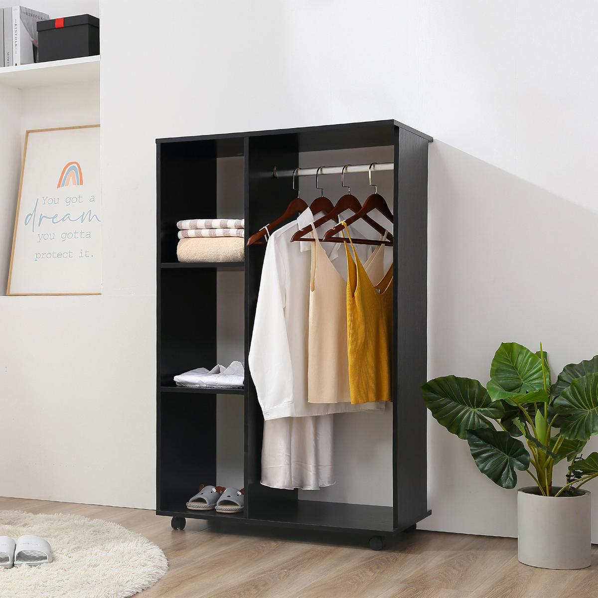 KLEIDERSCHRANK Schwarz 1 Stück - Schwarz, Naturmaterialien (40/128/80cm) - GiPP