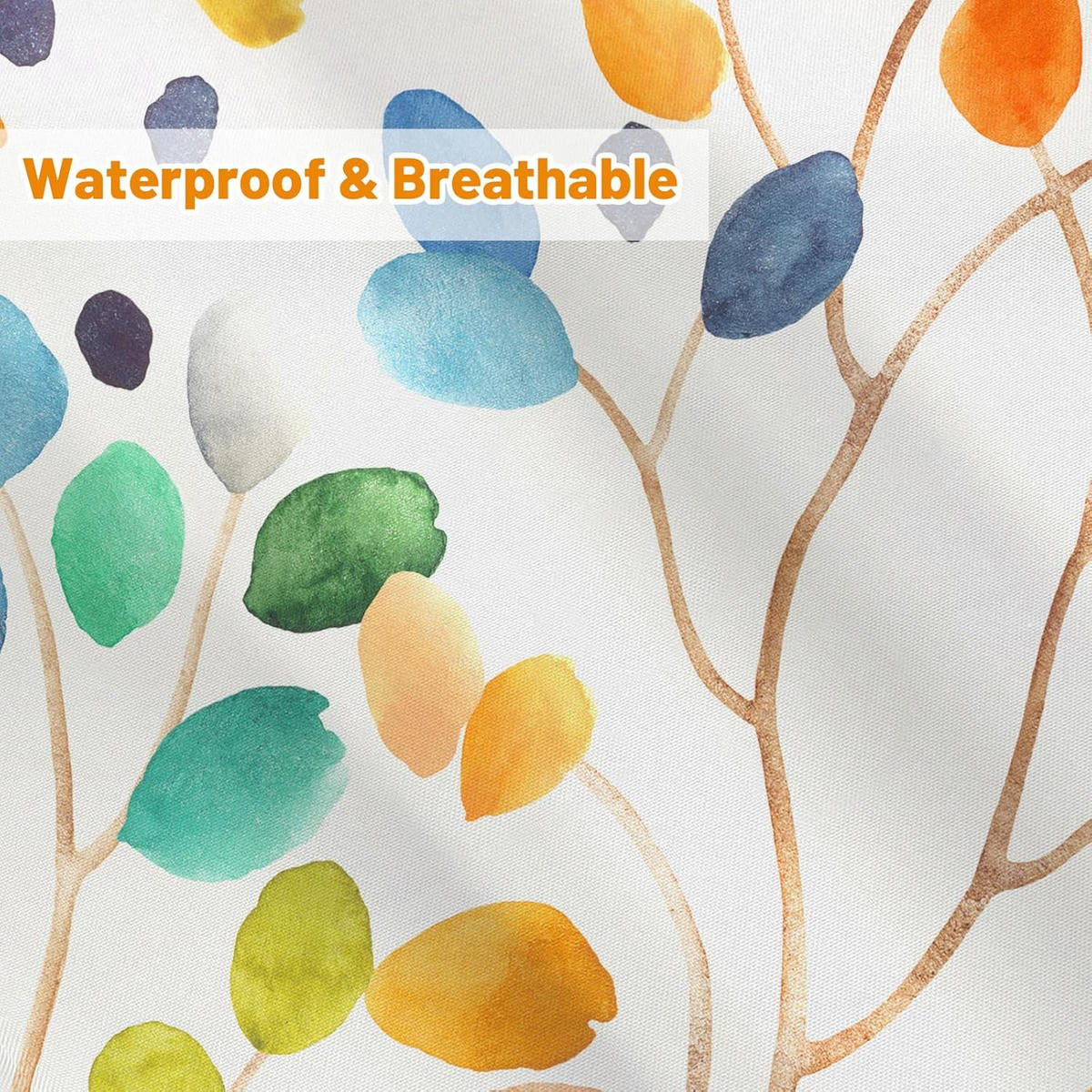 DUSCHVORHANG Blätter und Blumen floral 150 x 180 cm wasserdicht mit Haken - Multicolor, Textil (150/180cm) - MCBOSON