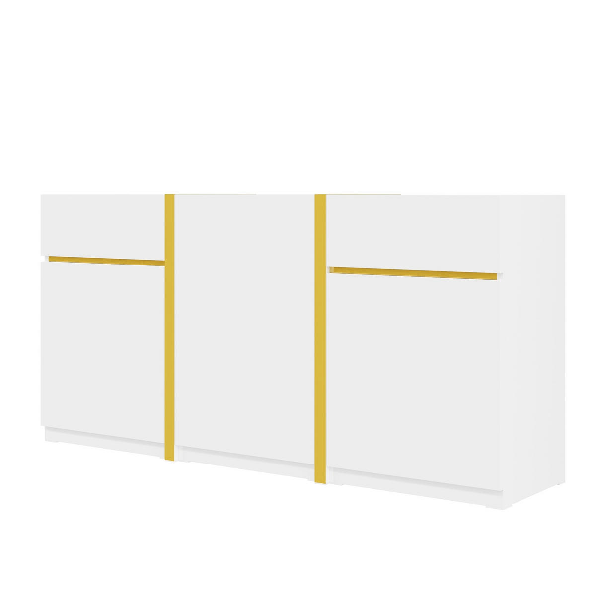 SIDEBOARD 160/40/78 cm in Weiß Hochglanz mit 3 Türen und 2 Schubladen - Weiß, Holzwerkstoff (160/78/40cm) - Flora Grace