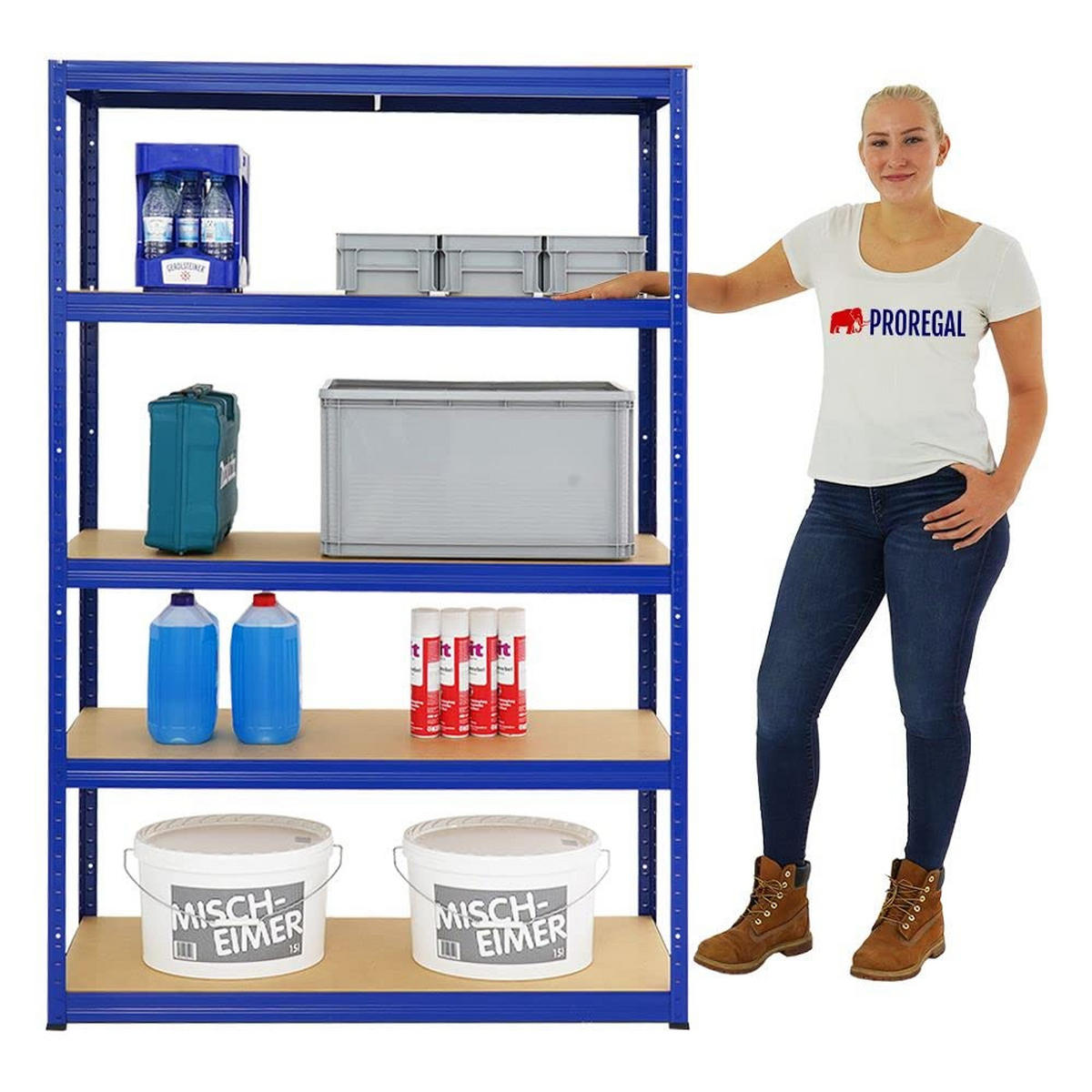 SCHWERLASTREGAL Big Elephant S 180x120x45 cm Fachlast 250 kg Blau - Blau, Metall (120/180/45cm) - PROREGAL