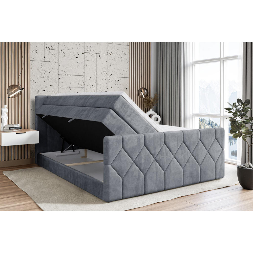 Thumbnail - Altdecor Boxspringbett, Grau, Holzwerkstoff, Höhe ca. 40 cm, 160x200 cm, Schlafzimmer, Betten, Boxspringbetten