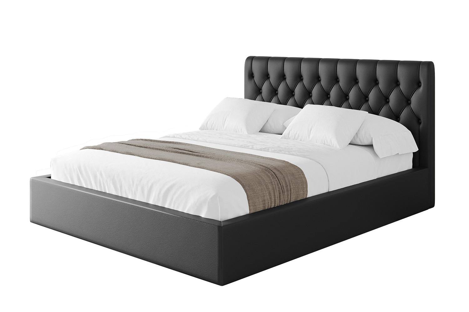 POLSTERBETT mit Bettkasten und Lattenrost, Boxbett ohne Matratze - RENO 120x200 Schwarz Kunstleder - Schwarz Hochglanz, Holzwerkstoff/Textil (120/200cm) - ALTDECOR