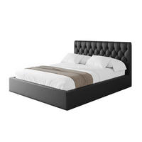 POLSTERBETT mit Bettkasten und Lattenrost, Boxbett ohne Matratze - RENO 120x200 Schwarz Kunstleder - Schwarz Hochglanz, Holzwerkstoff/Textil (120/200cm) - ALTDECOR