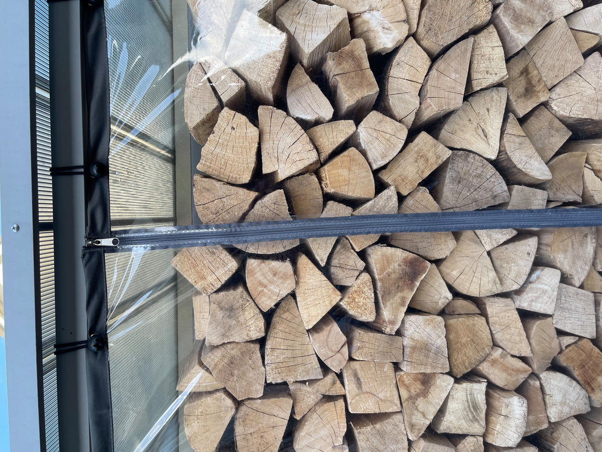 KAMINHOLZREGAL Außen Basic 185/100/185 cm Metall Anthrazit mit Wetterschutz Transparent 3,5 m³ / 5 SRM - Transparent/Anthrazit, Metall (185/185/100cm) - QUICK STAR