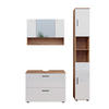 BADMÖBEL-SET Irma Weiß Hochglanz/Goldkraft Eiche 3 Teile Spiegelschrank 80 cm - Weiß Hochglanz/Eiche Wotan, Holzwerkstoff (80/58.6/41cm) - Vicco