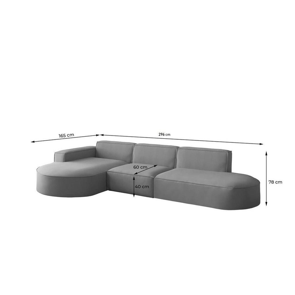 Thumbnail - Fun Möbel Ecksofa, Champagner, Textil, L-Form, 296x165 cm, Wohnzimmer, Sofas & Couches, Wohnlandschaften, Ecksofas