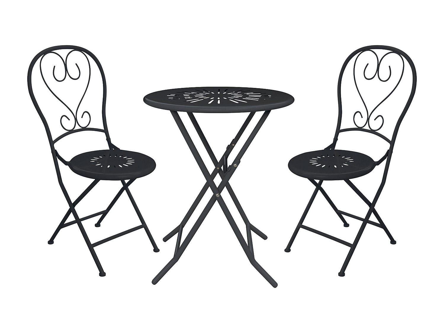 GARTENESSGRUPPE im Set - 2 -Sitzer - Stahl - anthrazitgrau - GUERMANTES - Anthrazit, Metall - Vente-Unique