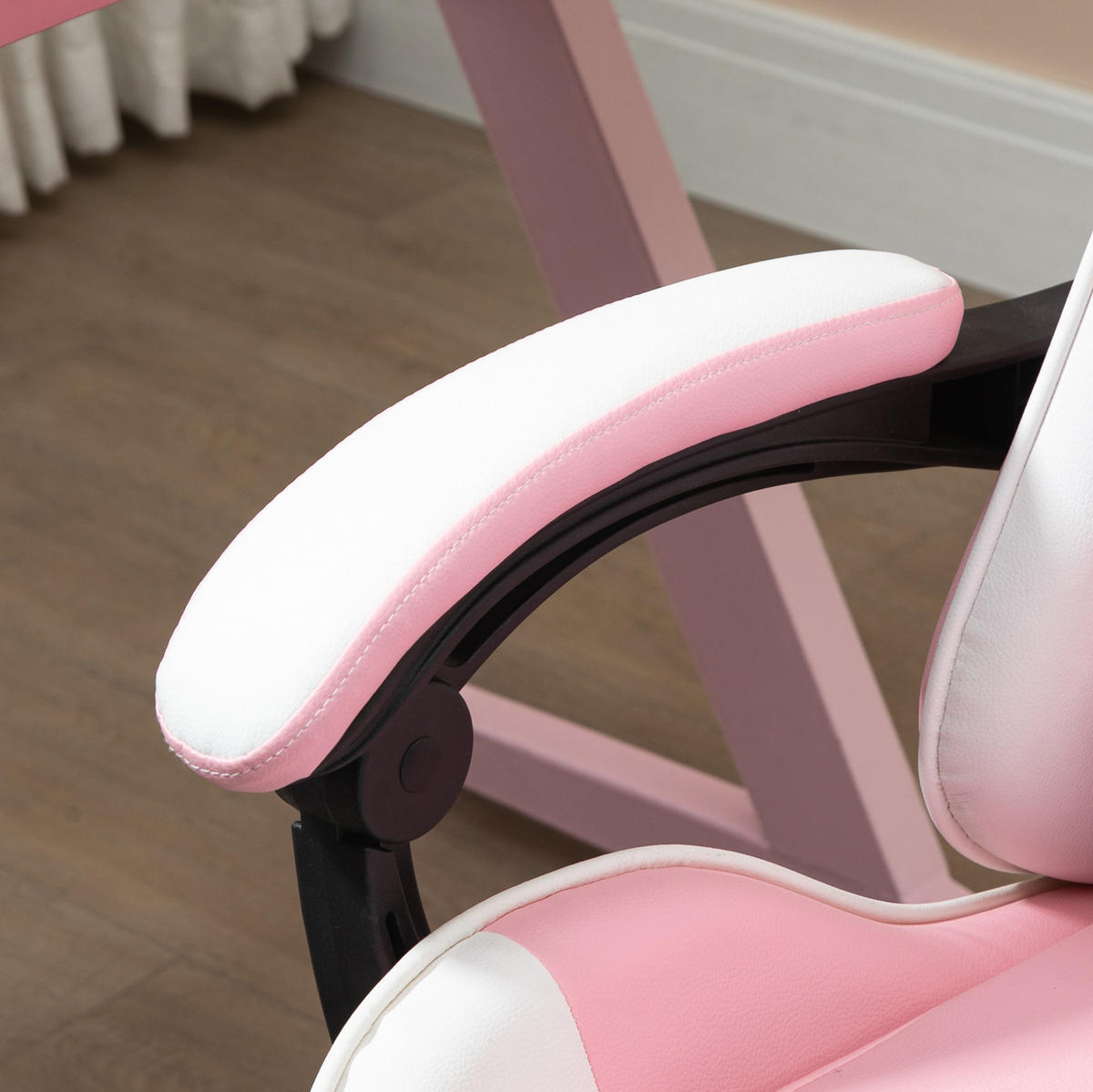 GAMING stol 67/64/119-127 cm, nastavljiv po višini z oporo za glavo in noge, penasto oblazinjenje, Roza - pink, umetna masa (67/127/64cm) - Redom