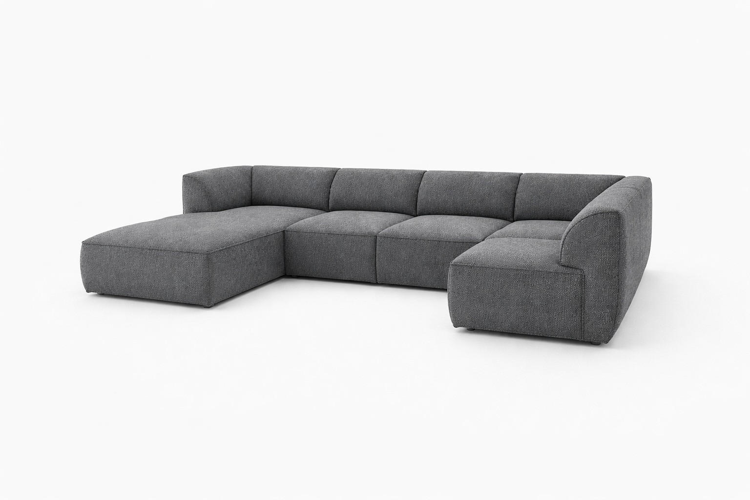 WOHNLANDSCHAFT MOVO - modulares Ecksofa grau – modernes Design und flexible Gestaltung, links - Dunkelgrün/Bordeaux, Kunststoff/Textil (156/78/345cm) - KS Home Concept