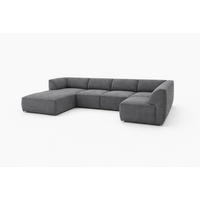 WOHNLANDSCHAFT MOVO - modulares Ecksofa grau – modernes Design und flexible Gestaltung, links - Dunkelgrün/Bordeaux, Kunststoff/Textil (156/78/345cm) - KS Home Concept